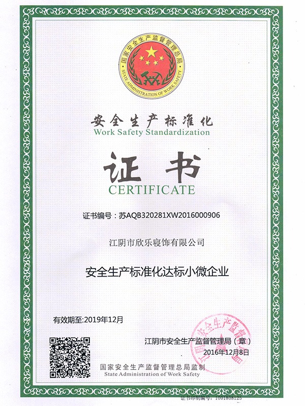 香蕉视频网站入口-安全生產標準化證書